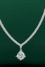 Placeholder: nice diamond and white gold necklace on manquin stand in luxury environment