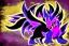 Placeholder: legendary pokemon. Dark type. Mythical. Chaos. Nightmares. Black and purple colors. Night God. creature.