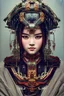 Placeholder: portrait of a cyberpunk machine, machine face, upper half portrait, decorated with chinese opera motifs, asian, fine china, wuxia, traditional chinese art, intricate, elegant, highly detailed, symmetry, headpiece, digital painting, artstation concept art smooth sharp focus, illustration, art by artgerm and greg rutkowski alphonse mucha 8k