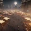 Placeholder: middle east city with mosque and people walking through the market , night , cloud in the sky , full moon , high resolution, super realistic, unreal engine, cinematic lighting,