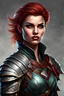 Placeholder: human female dungeons and dragons warrior with shortred hair realistic