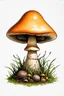 Placeholder: coloured outline pencil sketch of a steampunk mushroom