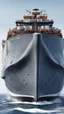 Placeholder: A container ship that looks like a big whale, with containers in top and a commander deck