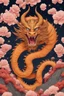 Placeholder: huge bitcoin stands there, a dragon around Bitcoin, Eastern people are smiling, moutains are far away, it is happy new year, we can see flowers are in full bloom