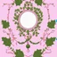 Placeholder: Create an Artwork of a Mirror with ivy branches and pearls necklace, Like a creative Logo for a Varasity Jacket to put a random number uin it, Vector illustration. Colors should be pink and green