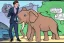 Placeholder: Sebastian Kurz with an elephant. Comic style