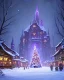 Placeholder: A magical snowy gothic warlock Christmas market with a large Christmas tree and a castle