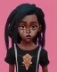 Placeholder: Portrait of a sweet black toddler witch girl with long black curly hair