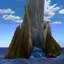 Placeholder: a giant hollow tree trunk emerging from the ocean, a whirlpool in the ocean