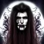 Placeholder: perfect long-haired male Vampire, perfect eyes, full face tattoo of flower art and trees extending past face and morphing into galaxy, 8k resolution, high-quality, fine-detail, intricate, digital art, volumetric lighting