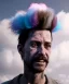 Placeholder: Ultra realistic clouds sky scene, wide angle, sweet childs. color smoke fog, free jumping flying, trinkets, monster hair, hair monster, jelly beans, balls, smile, happy, circus style, inflatable color clothing, extreme, wind, clouds sea, 20,000 feet altitude, stratosphere, soft color, highly detailed, unreal engine 5, ray tracing, RTX, lumen lighting, ultra detail, volumetric lighting, 3d, finely drawn, high definition, high resolution.