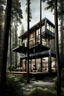 Placeholder: Medium-sized modern house made from shipping containers, in the woods, photorealistic