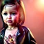 Placeholder: Angelina jolie toddler, full body, leather jacket, floral shirt, floral skirt, shoe, soft skin, dramatic lighting, hyper realistic