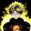 Placeholder: Detailed anime portrait of bakugo from my hero academia, gold hair and golden eyes, black suit, intricate details, full body portrait, keep head in frame, slight smile, black Japanese motif, concept art, highly detailed, digital painting, concept art, sharp focus, illustration, art by Yoji Shinkawa, WLOP and greg rutkowski and alphonse mucha and artgerm and yanjun Chen and Junji ito and Makoto Shinkai, HDR, octane render