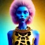 Placeholder: read head woman teenager, few freckles, gold teeth, leopard coat, purpurin, retro futuristic, latex dress, gradient color, BLUE, PINK, CYAN, neon, insanely detailed, 16k resolution, perfect eyes, cinematic smooth, intricate detail