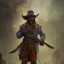 Placeholder: Insanely detailed photograph of an “ a mustachioed cowboy warrior "with sequenceed Sombrero, handsome charo,cigar,crossbow in hand, hyperdetailed painting by Ismail Inceoglu Huang Guangjian and Dan Witz CGSociety ZBrush Central fantasy art album cover art,8K, hdr, mysterious, flickeringlights ,Stoic