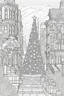 Placeholder: adult coloring pages, Christmas city, black and white , clear lines -- ar 9:11