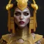 Placeholder: Arabian woman, rounded face, blood, black, gold, brown, samurai helmet, decorative color feathers, retro, bamboo, leather, soft color, highly detailed, art stations, concept art, smooth, unreal engine 5, god rays, ray tracing, RTX, lumen lighting, ultra detail, volumetric lighting, 3d, finely drawn, high definition, high resolution.