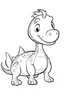 Placeholder: artistic outline for a cute dinosaur page, white background, full body, only use outline, line art, white background, no shadows, clear and style one line art