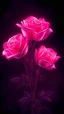 Placeholder: Neon nature digital painting of glowing roses with a deep black background