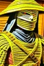 Placeholder: samurai with burned face bandaged face mummy