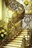 Placeholder: 78. MAGIC, Staircase grotesque delicate filigree antiquity ivory watercolor openwork staircase cream roses, wild grapes, golden rococo filigree, botanical art, fairy-tale house magic balconies ink, sharp contrast, thin contour with white wire, anisotropic filtration, digital art,HDR,K.A.&art10.23, 5d, high detail, aesthetically pleasing, beautiful, realistic, high resolution