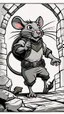 Placeholder: Shield Bash: "A cartoon rat with a tiny shield, pushing back an enemy, exaggerated motion, whimsical dungeon setting, fantasy illustration, vibrant and playful style."