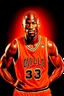 Placeholder: michael jordan with orange jersey, realistic photo