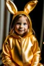 Placeholder: girl in a gold bunny costume