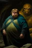 Placeholder: 1970's dark fantasy cover dnd style oil painting of a fat obese luke skywalker with minimalist far perspective