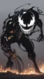 Placeholder: A close picture to Mix between Skeleton and venom symbiote and venom smile in solo leveling shadow art style