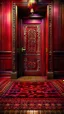 Placeholder: A magic door opening to one native a, high quality, high details , 8k, hyper realistic, magic style , burgundy color carpet in front