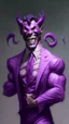 Placeholder: A demon wearing a mauve suit with an laughing face and muscles