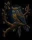 Placeholder: Night Owl perched on a tree branch tattoo design, traditional tattoo style, t-shirt design, fantasy art, digital painting, clean dark background, 8K