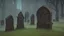 Placeholder: old graveyard overgrown headstones