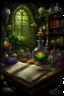 Placeholder: An illustration to an ancient reference book of the dwelling of fairy-tale characters, graphics, text with symbols, an alchemist's laboratory. realistic, scientific, detailed, patterns, cobwebs, decoupage of garden flowers,fabulous,hyperrealism,microdetalization,surreal,drawing,clear outline,color illustration,aesthetics,mystical landscape,dark botanical,dark fantasy,multicolor,detailed,threads,fibers,ambient clarity,volumetric,hyperdetalization,