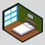 Placeholder: isometric room with a bed