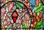 Placeholder: Lilith, Goddess, tropical flowers, stain glass window, heart drawing, crystals, tropical leaves, sacred altar, Fantasy home.