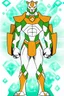 Placeholder: A new space creature from Ben 10 cartoon. Strong and graceful. From the White Tiger faction. Advanced hybrid metal golem. And the diamonds. He has a glowing green tattoo in the shape of old magic words