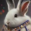 Placeholder: white platinum rabbit with blue third aye, aboriginal, dot painting, indiginous, dot, mud, dream-time, abstract, dots, natural pigment, extremely sharp detail, finely tuned detail, ultra high definition, 8 k, unreal engine 5, ultra sharp focus, art germ and Paul Lewin and Kehinde Wiley