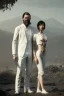 Placeholder: by Greg Rutkowski, Sung Choi, Mitchell Mohrhauser, Maciej Kuciara, Johnson Ting, Maxim Verehin, Peter Konig, 8K, a Highly detailed stunning image of Dom man with a submissive woman, white suit, beard, and short hair,