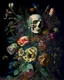 Placeholder: an ultra 8k detailed painting of many different types of flowers growing out of a human skul, by John Constable, Rachel Ruysch, generative art, intricate patterns, colorful, photorealistic