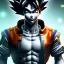 Placeholder: Son-goku in a cyberpunk setting, cyber punk, close-up face, extreme details, realistic, unreal engine