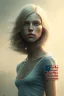 Placeholder: girl, cute, beautiful, blonde hair, long hair, blue eyes, portrait by Greg Rutkowski, American flag