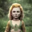 Placeholder: analog style, Celtic goddes, portrait, simmetric eyes, war ambient, chucky wearing outfit, ultra realistic photo