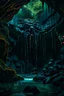 Placeholder: A cave with covered with waterfalls