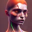 Placeholder: A beautiful portrait of a cute gelly cyberpunk woman happy, grain on the skin, tribal tatoos, orange color scheme, high key lighting, volumetric light high details with white stripe, blender 3D