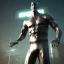 Placeholder: tall brutal man, cyberpunk, sin city style