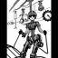 Placeholder: great illustrator, spanish, pencil sketch of a cute girl, beautiful, steampunk syle, black and white. Helmet with tubes. glasses. Machinery in the background. robotic bird flying. High details.