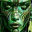 Placeholder: a close up of an Amazon tribe woman with a white red yellow blue green and brown face paint, exotic style, exotic, cybernetic faces, of a futuristic woman selk'nam, beautiful biomechanical djinn, intricate beautiful faces, intricate cyberpunk make - up, stunning digital art, cybernetic machine female face, amazing digital art, gorgeous digital art